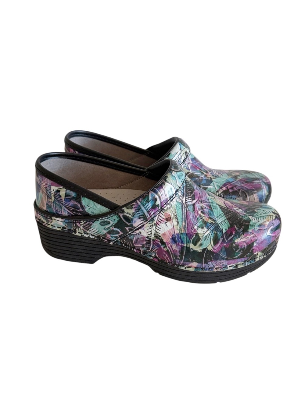 Dansko LT Pro Watercolor Print Tooled Clogs size 38 EU
